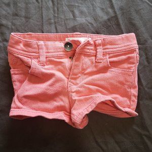 Denim Jean Shorts Coral Pink Stretchy Elastic Waistband Roxy Baby Size 12-18M